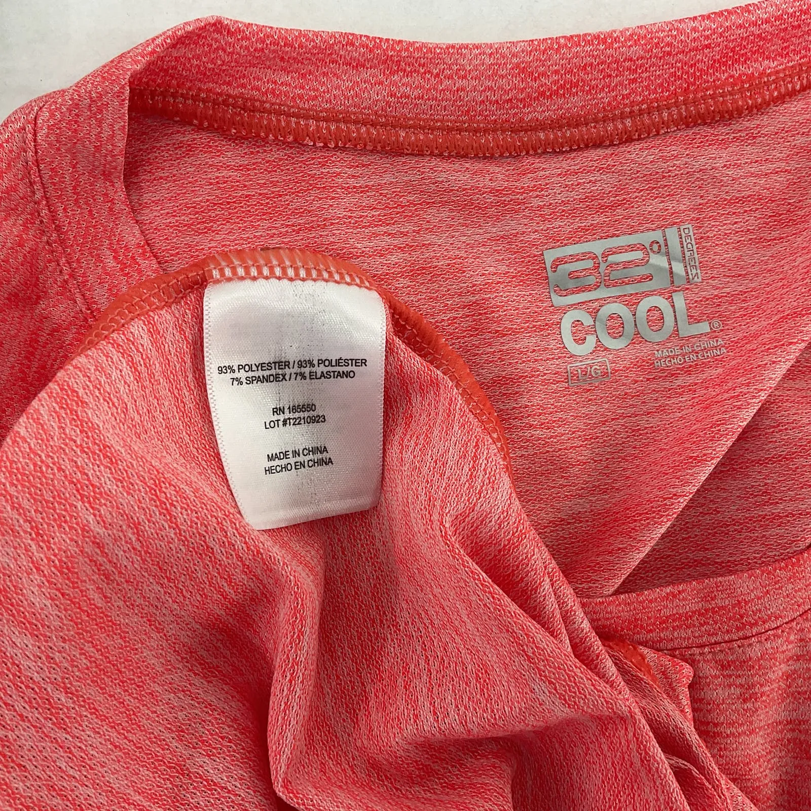 32 Degrees Women's Marled Red Polyester Casual Short Sleeve Activewear Top L