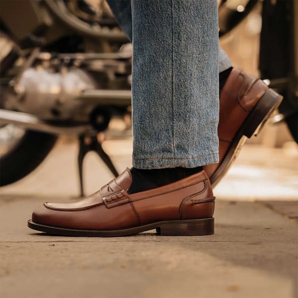 6 CM / 2.36 Inches CMR CHAMARIPA Handcrafted Leather Elevator Loafers - with Stylish Custom-Made Brown Casual Shoes