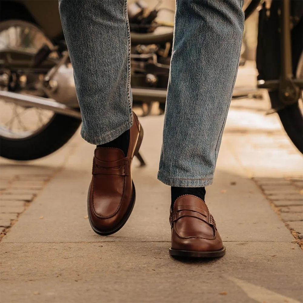6 CM / 2.36 Inches CMR CHAMARIPA Handcrafted Leather Elevator Loafers - with Stylish Custom-Made Brown Casual Shoes