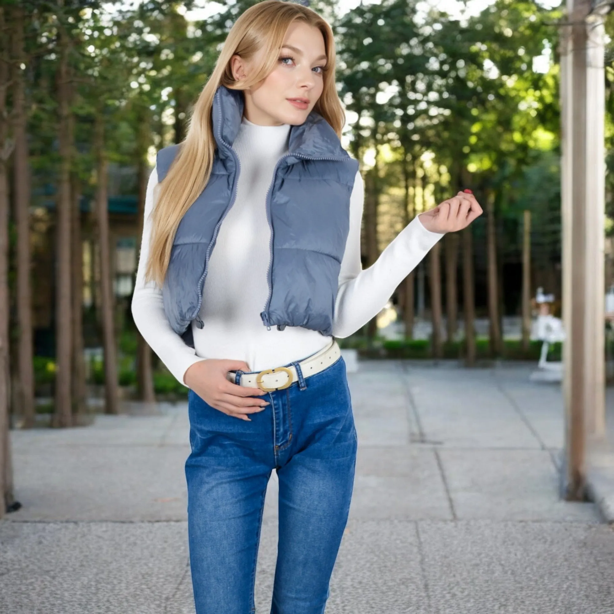 Anna-Kaci Women's Zip-Up Puff Vest Jacket with Cozy Design and Warmth