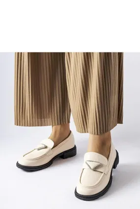 Beige loafers decorated with zircons