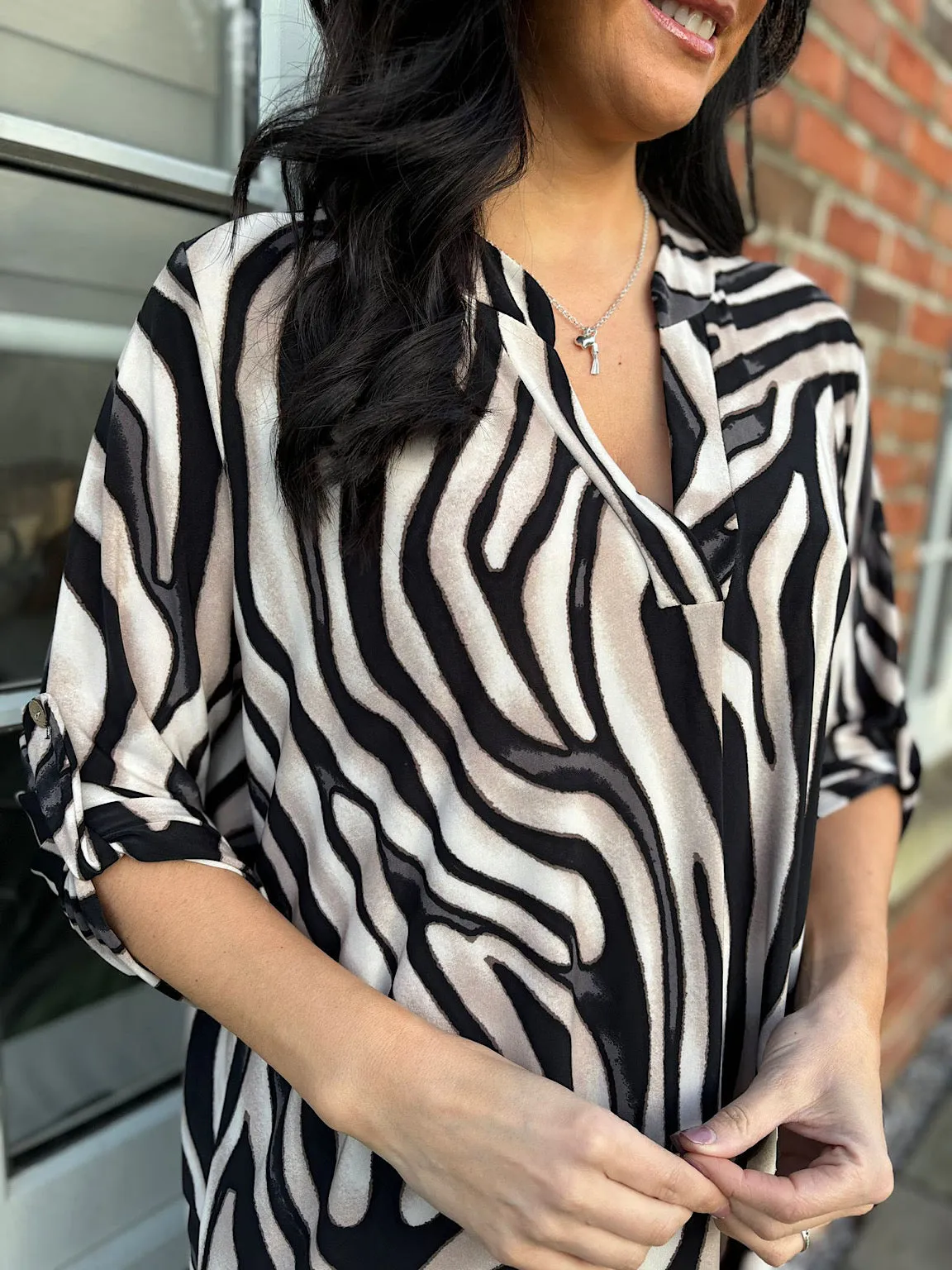Black Animal Design Tunic Gloria
