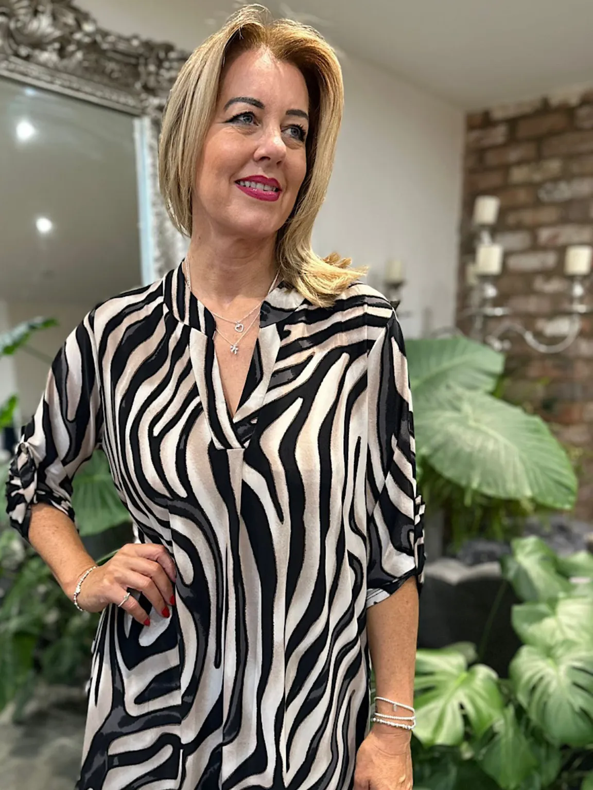Black Animal Design Tunic Gloria