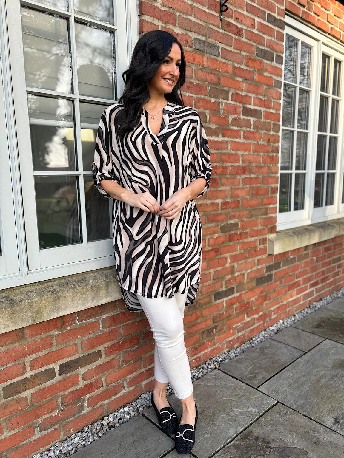 Black Animal Design Tunic Gloria