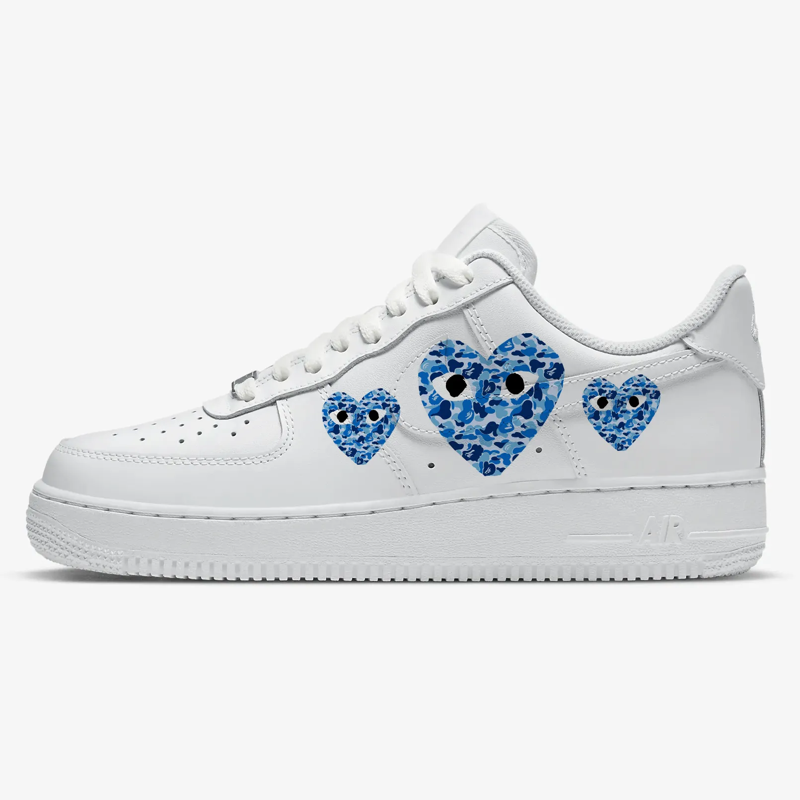 Blue Camo Heart Trio AF1