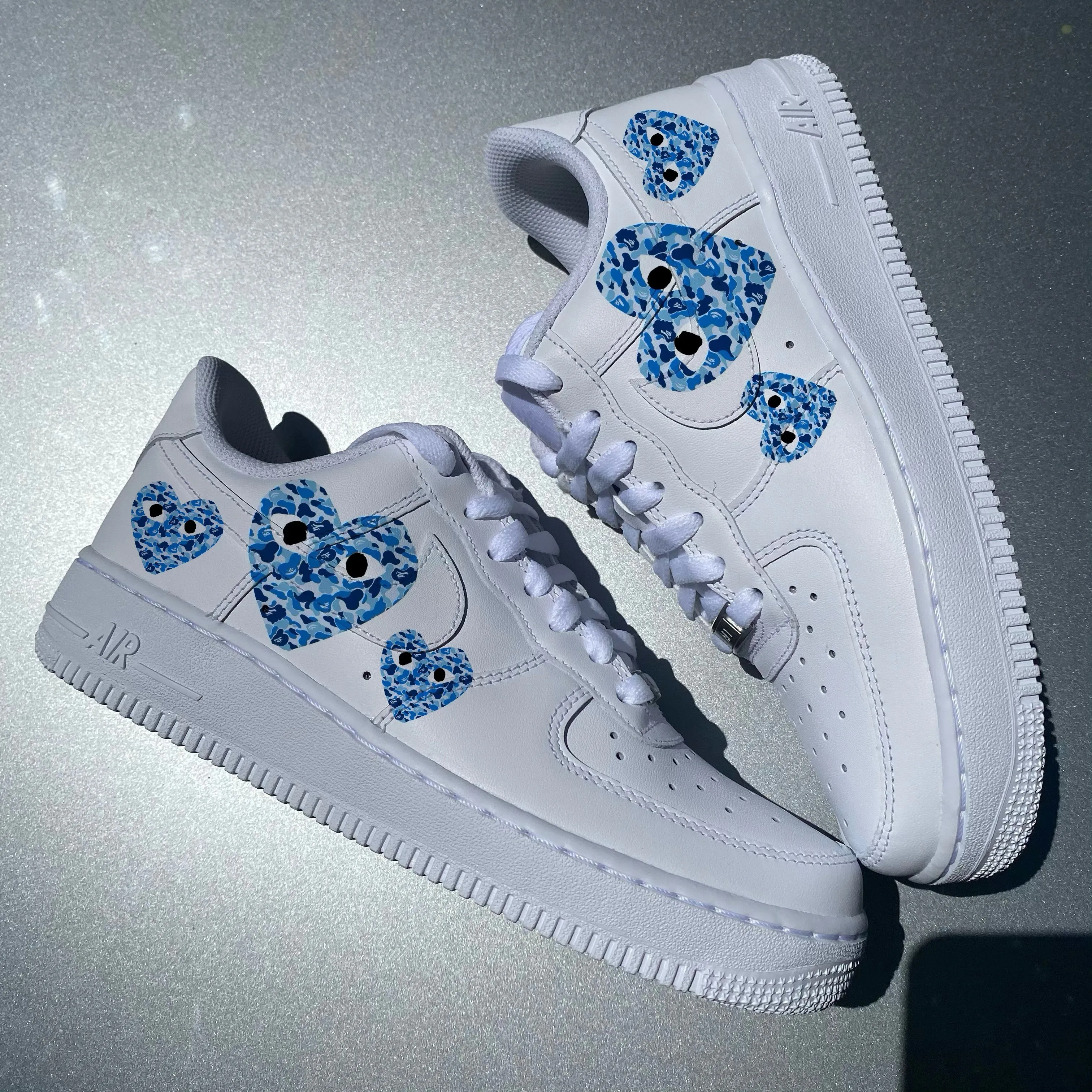 Blue Camo Heart Trio AF1