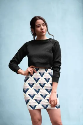 Blue gold and pink triangles pattern Poster Pencil Skirt