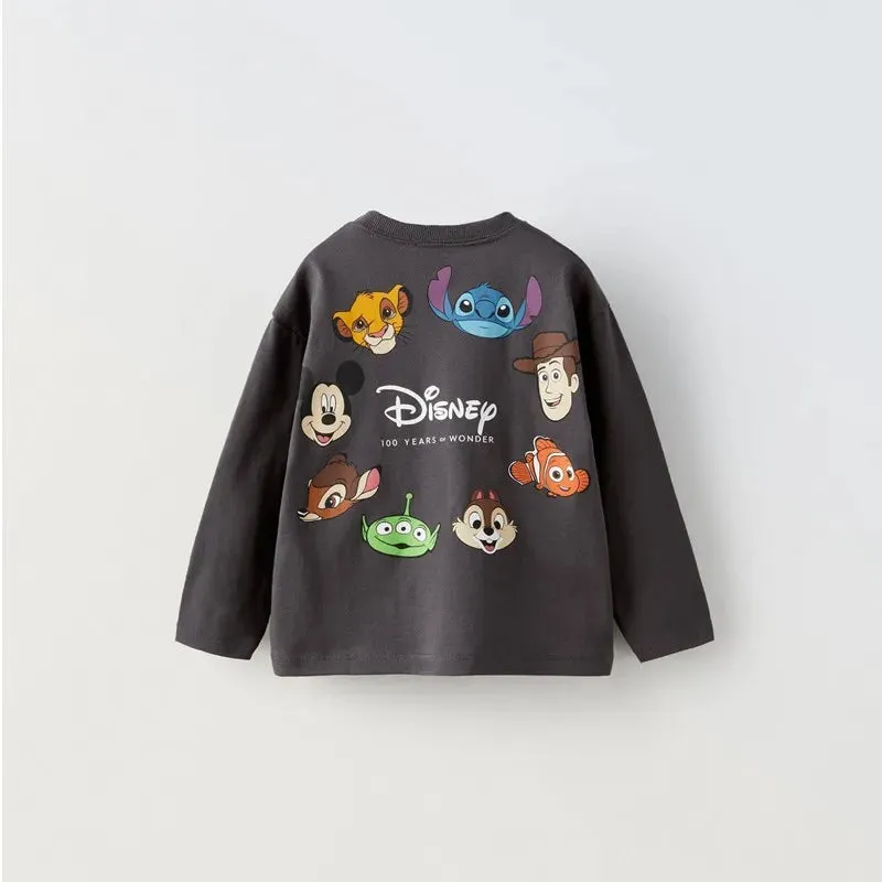 Child Thin Casual Sports Tops Boys Girls Cute T-shirts New Design Cartoon Crewneck Pullovers Fashion Printing Bottoming Shirt