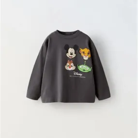 Child Thin Casual Sports Tops Boys Girls Cute T-shirts New Design Cartoon Crewneck Pullovers Fashion Printing Bottoming Shirt