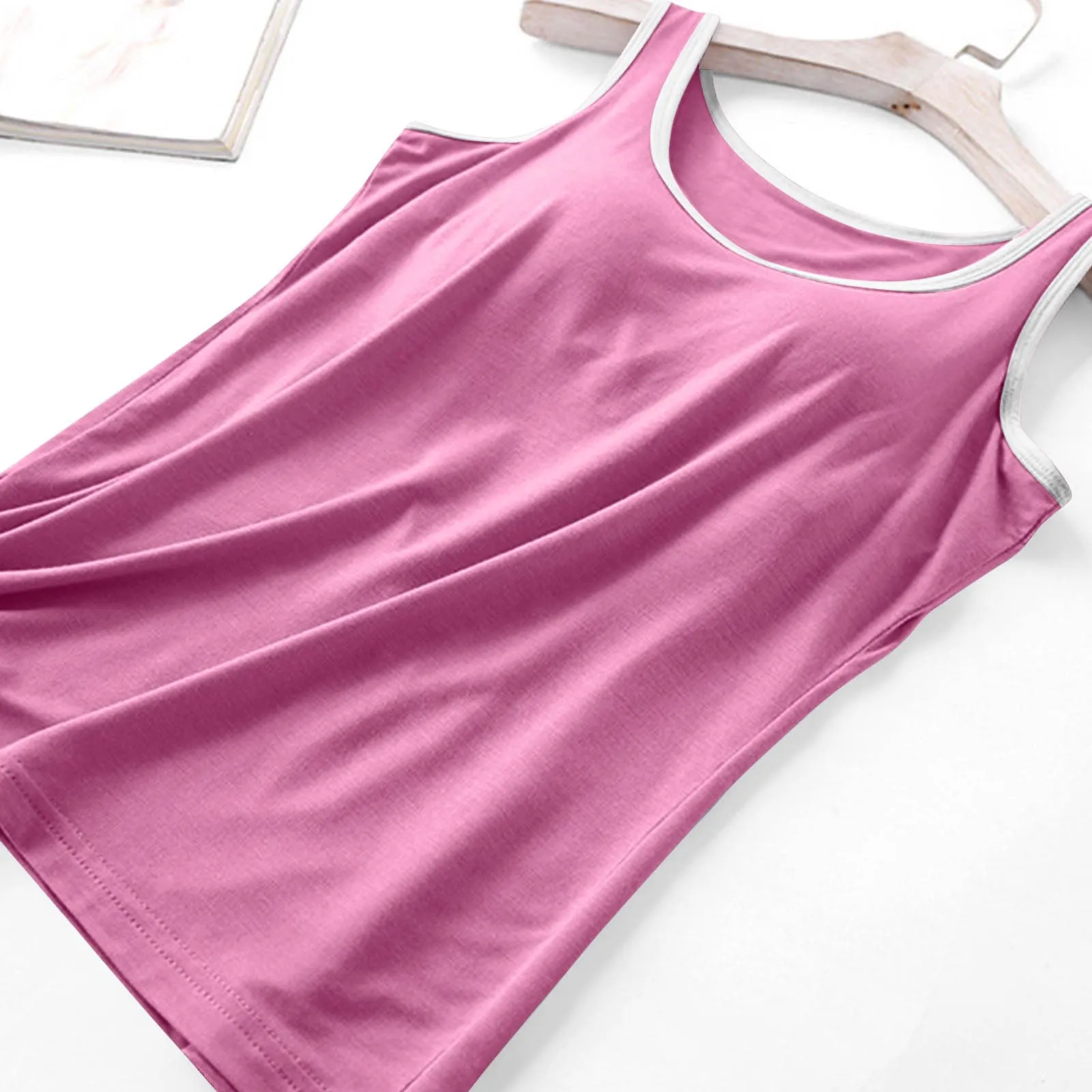 Clearance Deals Today Deals Prime, Shelf Bra Camisole, Built in Bra Tank Tops for Women 2024 Summer Casual Adjustable Spaghetti Strap Camisole Cotton Padded Workout Tops