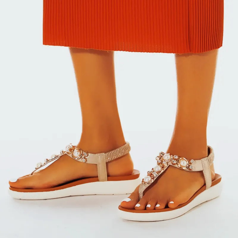 Comelyy Comfortable Pearl On Cloud Sandals