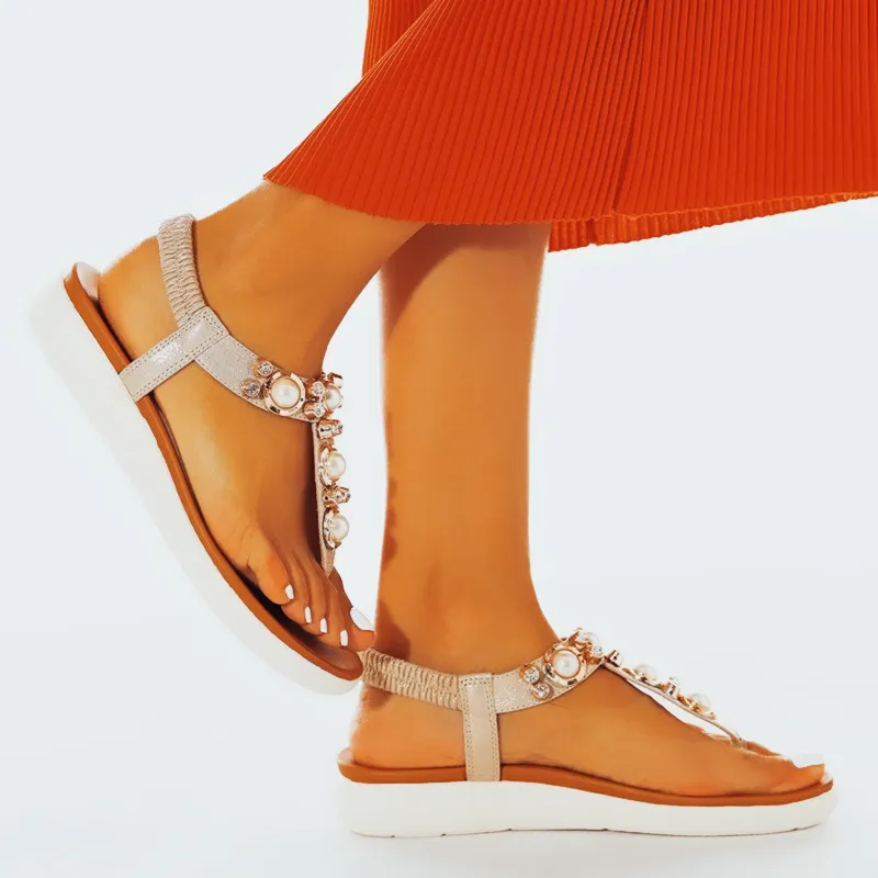 Comelyy Comfortable Pearl On Cloud Sandals