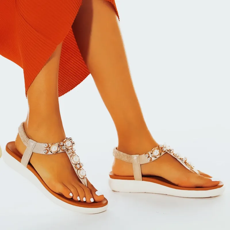 Comelyy Comfortable Pearl On Cloud Sandals