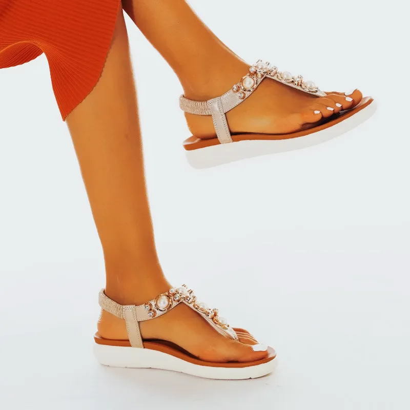 Comelyy Comfortable Pearl On Cloud Sandals