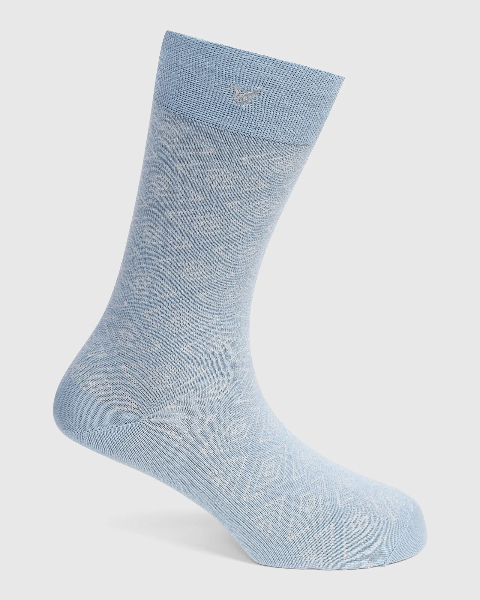 Cotton Sky Blue Jacquard Socks - Valta
