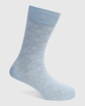 Cotton Sky Blue Jacquard Socks - Valta
