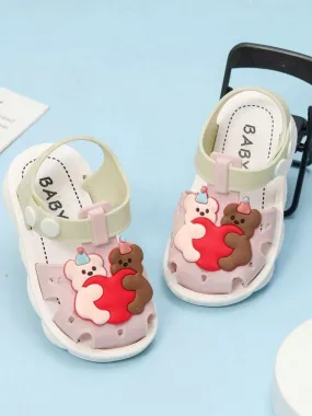 Cuddly Bear Sandals in Soft Pastels, Comfortable with Adjustable Straps For Girls