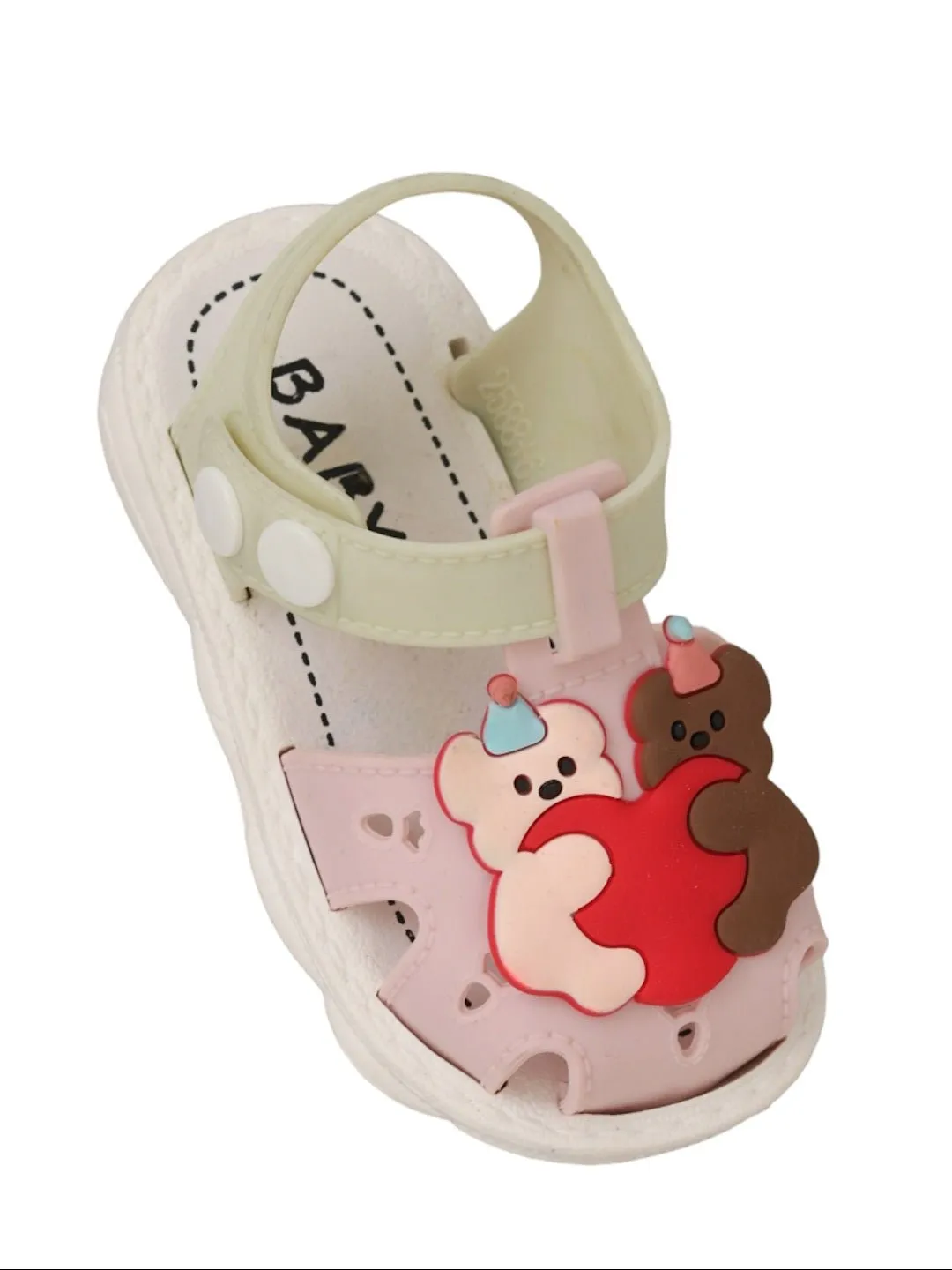 Cuddly Bear Sandals in Soft Pastels, Comfortable with Adjustable Straps For Girls