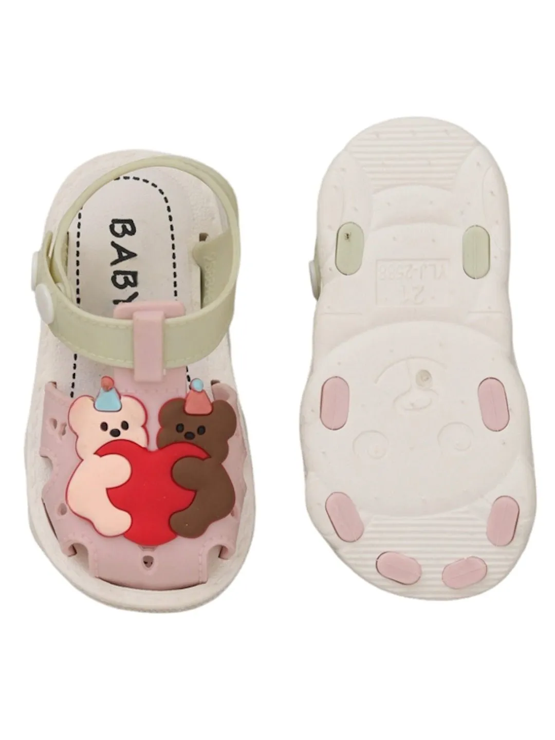 Cuddly Bear Sandals in Soft Pastels, Comfortable with Adjustable Straps For Girls