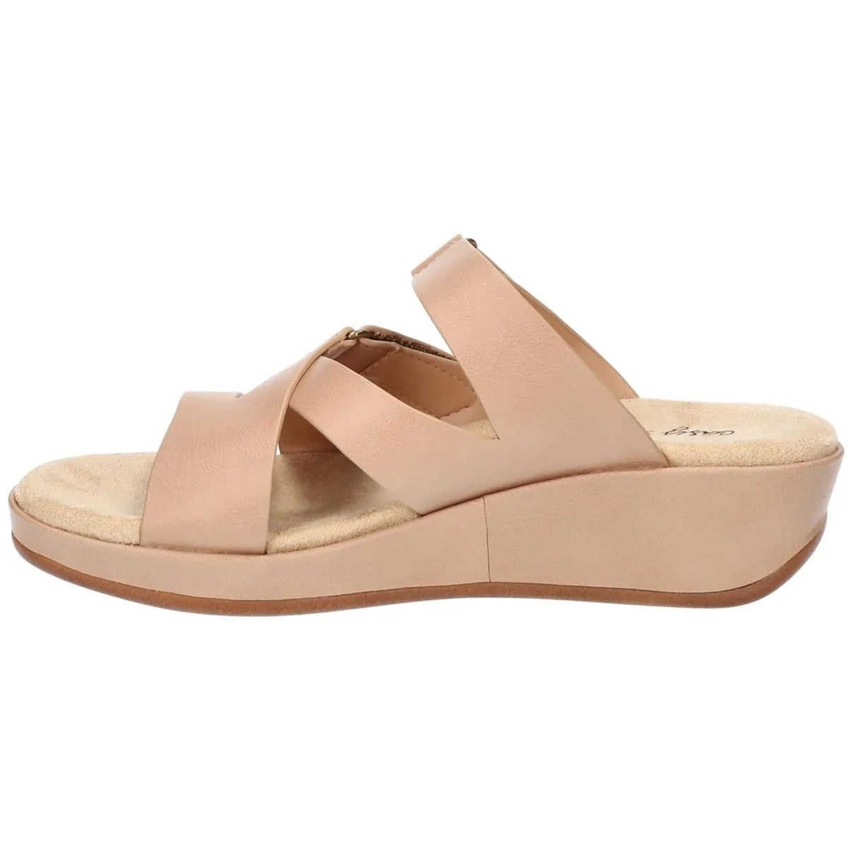 Easy Street Womens Koda Faux Leather Strappy Slide Sandals