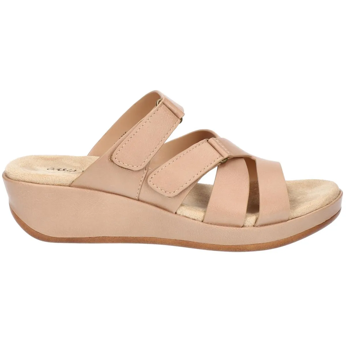 Easy Street Womens Koda Faux Leather Strappy Slide Sandals