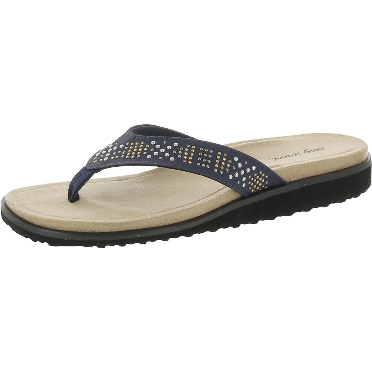 Easy Street Womens Stevie Padded Insole Open Toe Thong Sandals