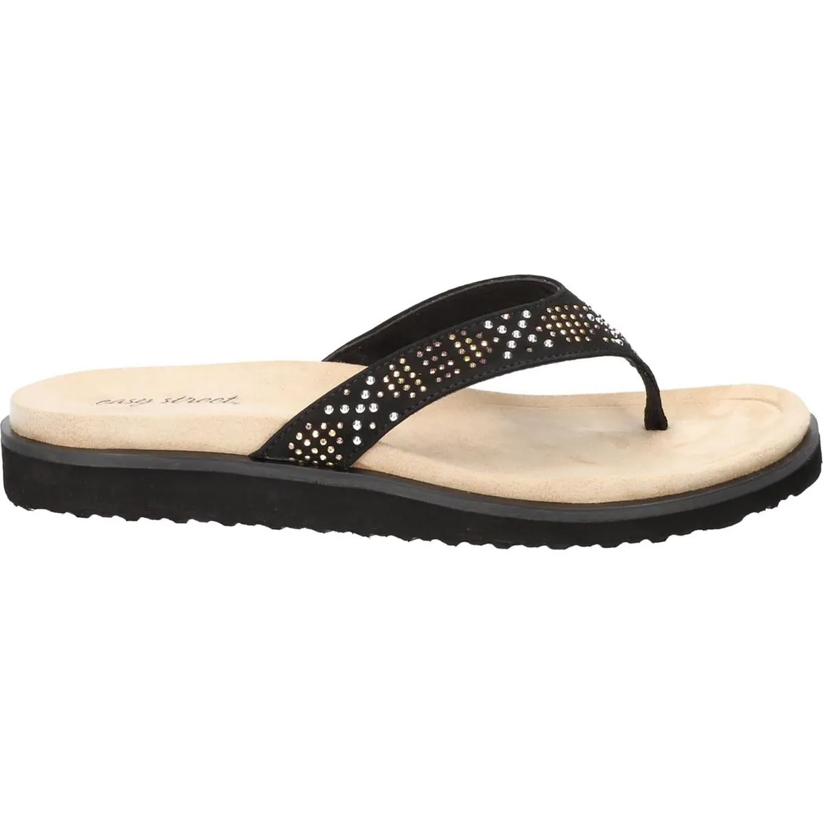 Easy Street Womens Stevie Padded Insole Open Toe Thong Sandals