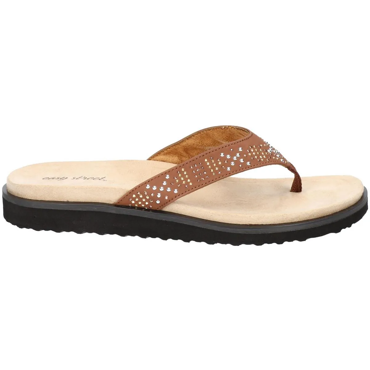 Easy Street Womens Stevie Padded Insole Open Toe Thong Sandals