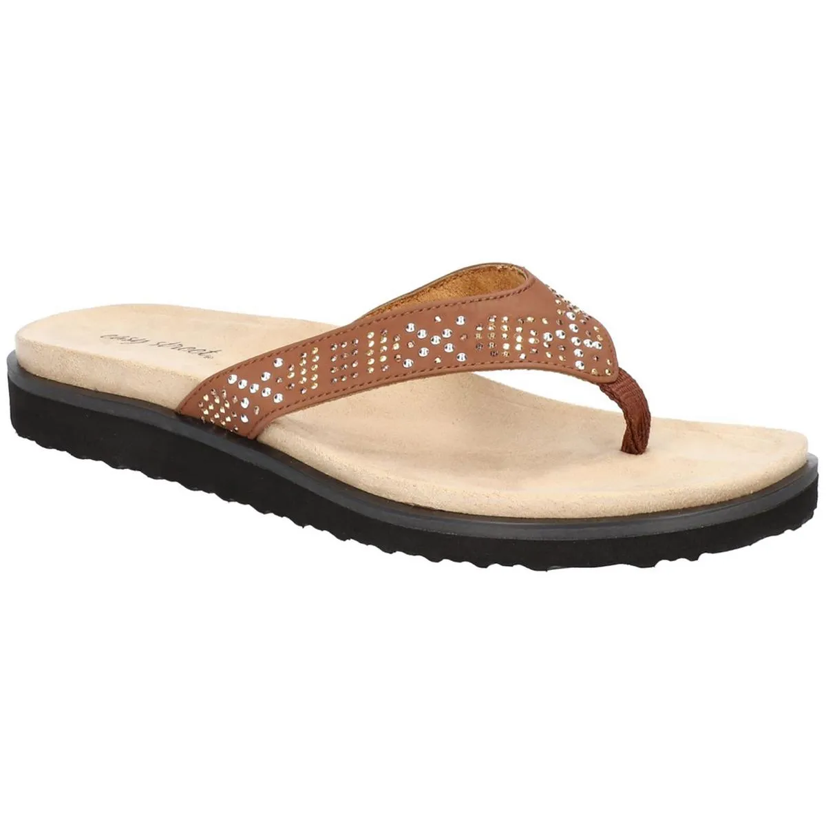 Easy Street Womens Stevie Padded Insole Open Toe Thong Sandals