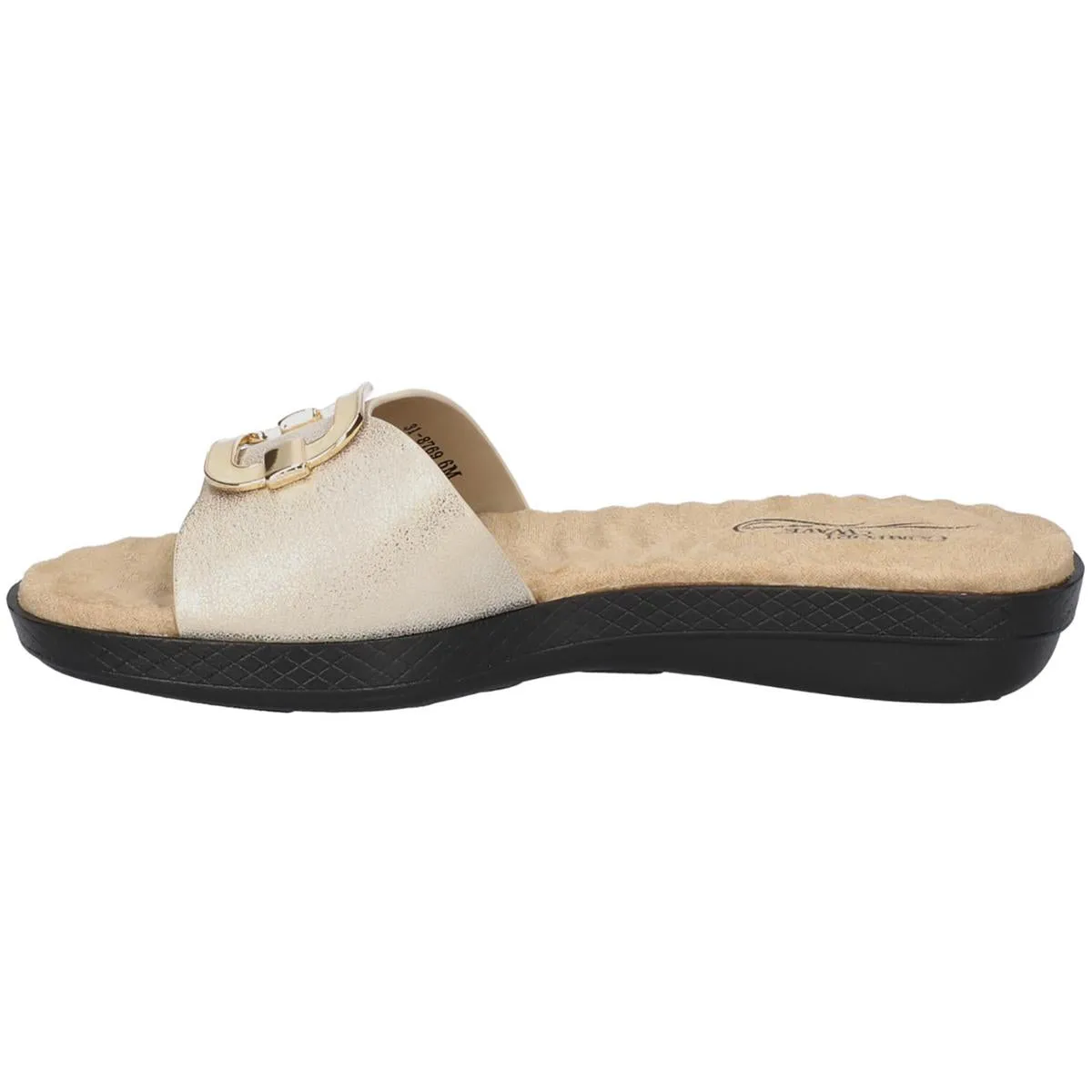 Easy Street Womens Sunshine Metallic Slip On Slide Sandals