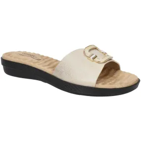 Easy Street Womens Sunshine Metallic Slip On Slide Sandals