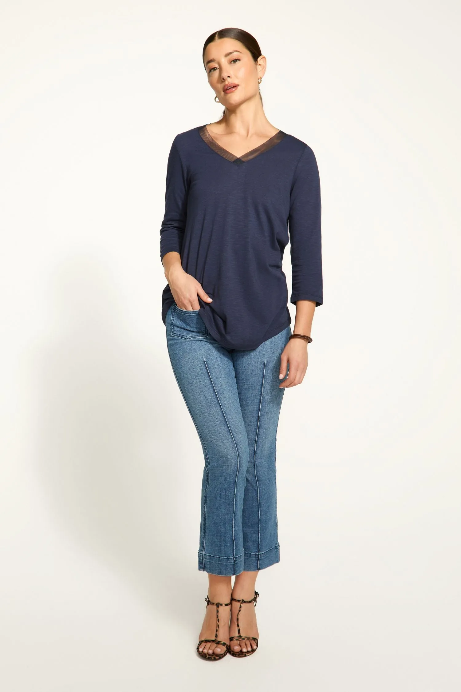 FDJ V-Neck 3/4 Sleeve Top - Style 3148476