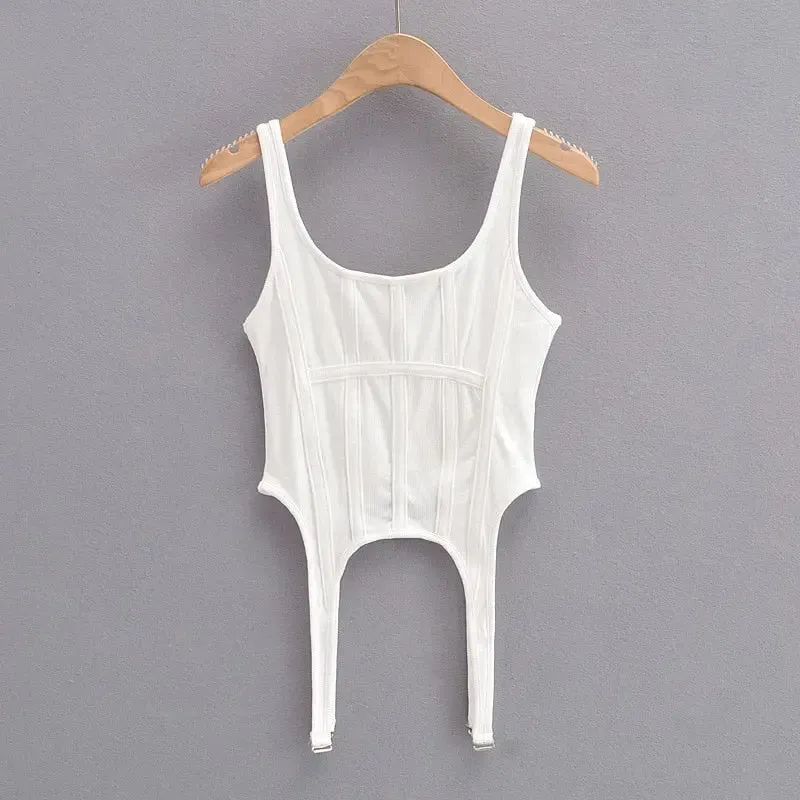 Knitted ribbed pothook Tank Top