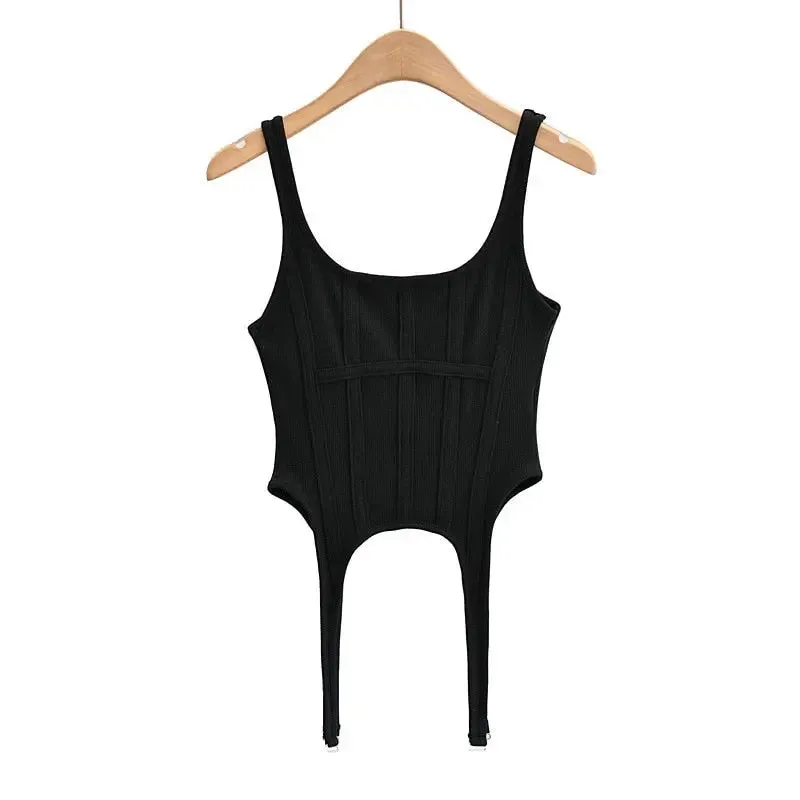 Knitted ribbed pothook Tank Top