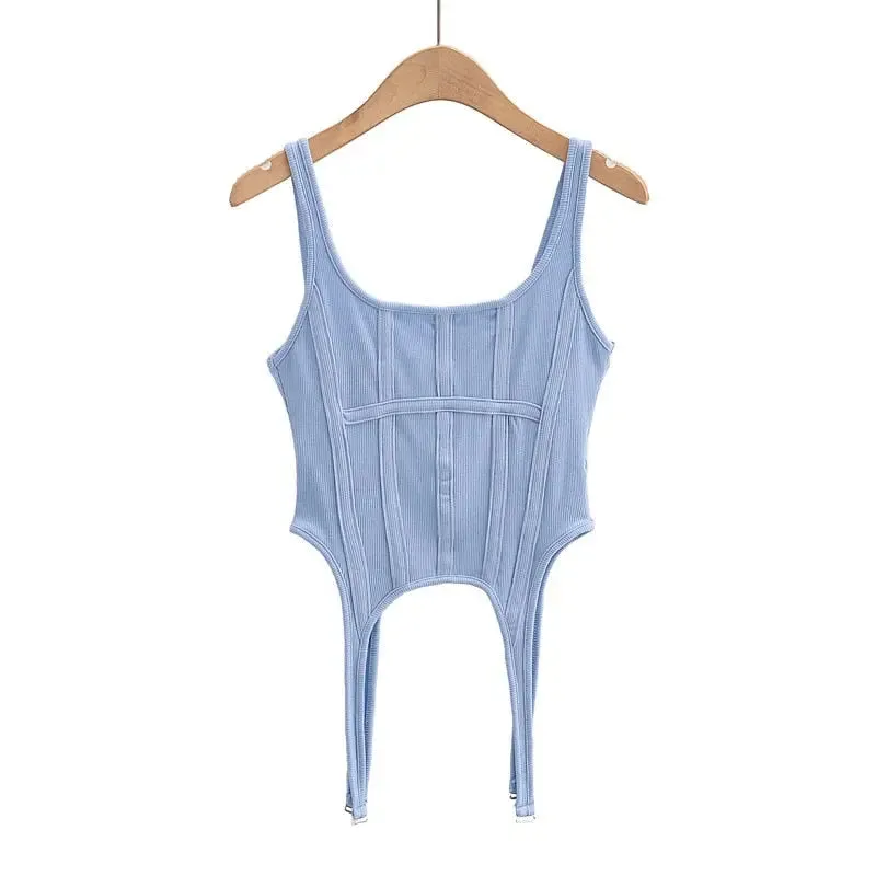 Knitted ribbed pothook Tank Top