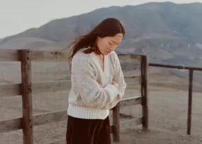Leo Cardigan, Alpaca Cotton, Tan Marled
