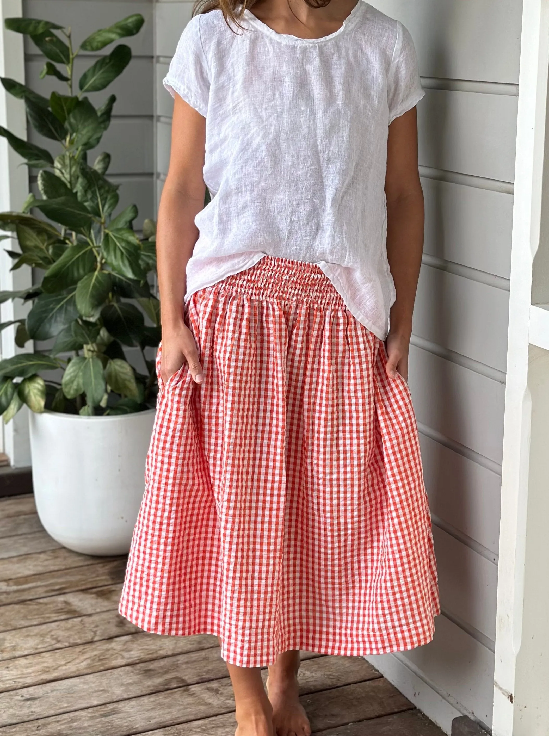 lola skirt - orange gingham
