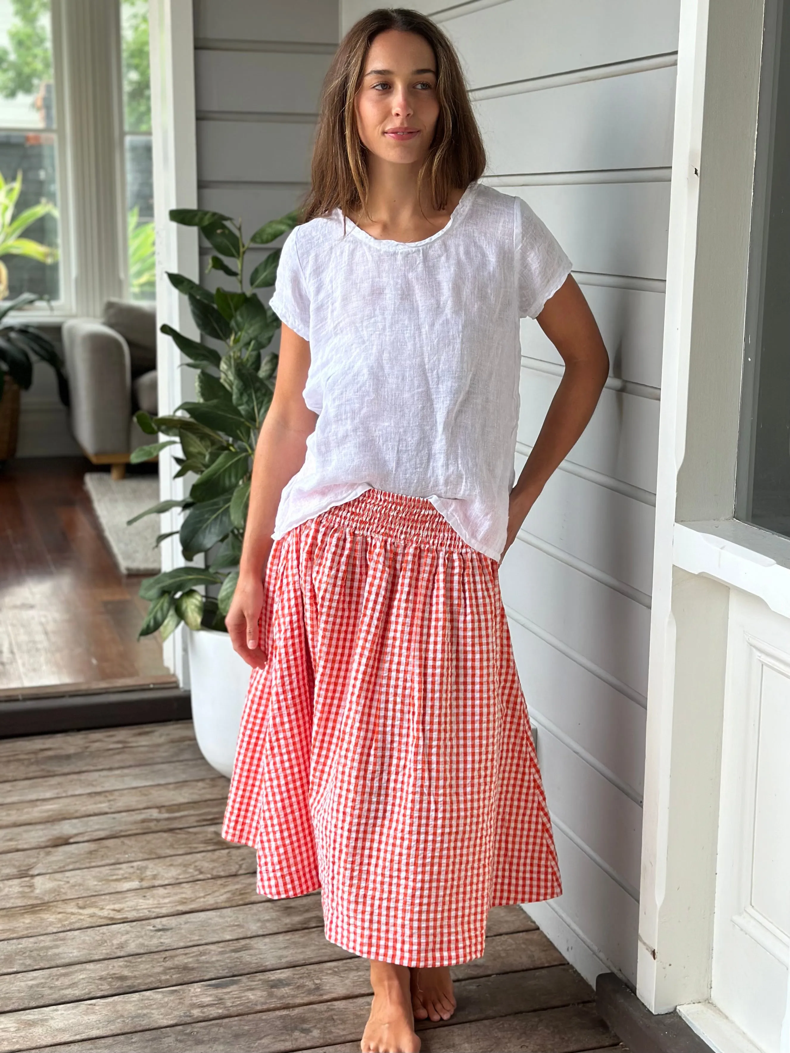 lola skirt - orange gingham