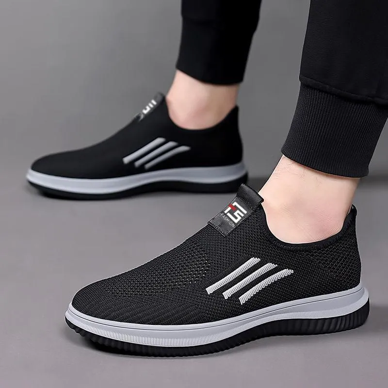 Men's Mesh Breathable Flyknit Shoes Casual Daily Running Shoes