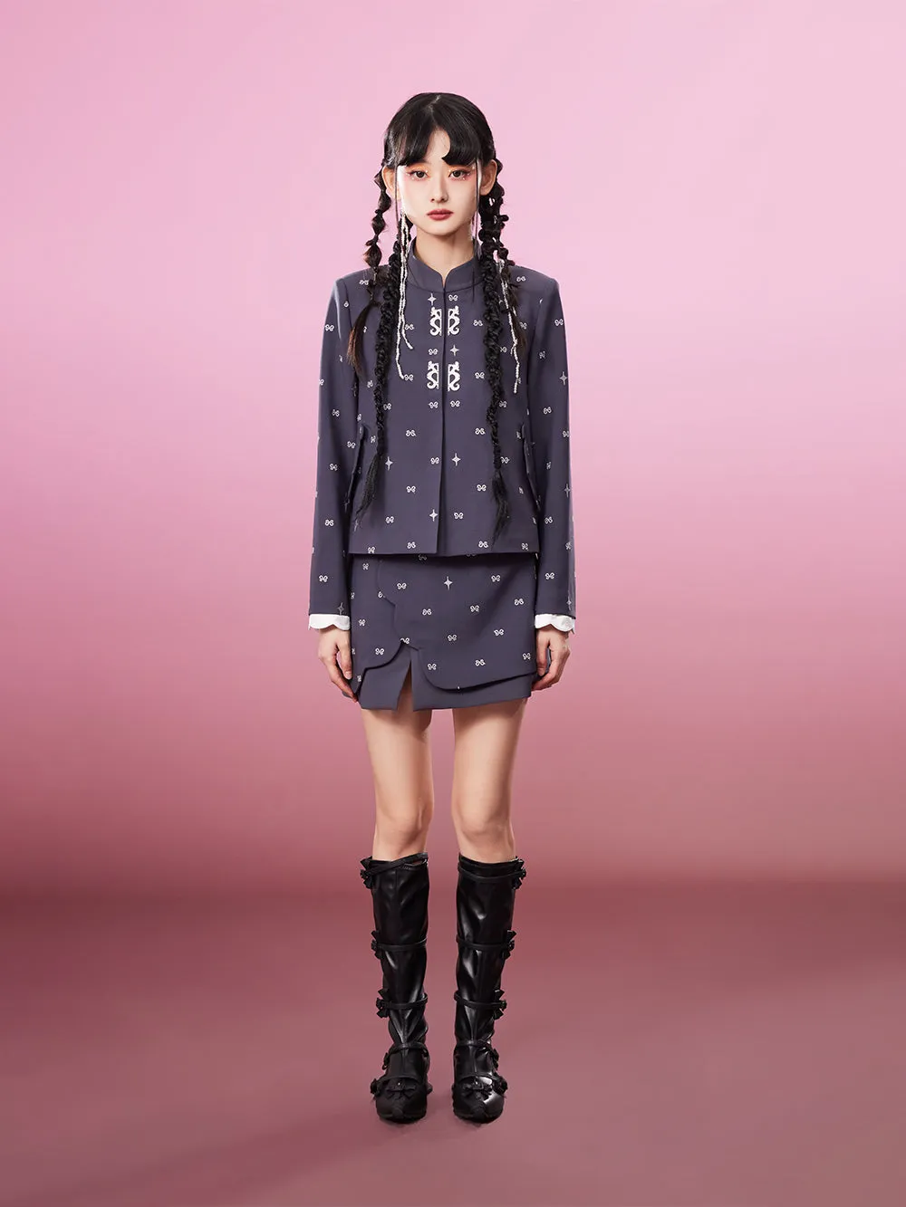 MUKZIN Age-reducing Embroidered Slim Fit Campus Style Comfortable Skirt
