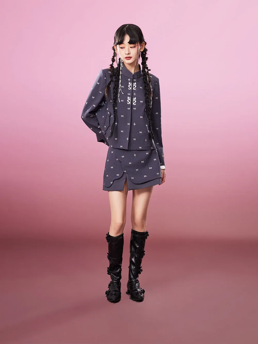 MUKZIN Age-reducing Embroidered Slim Fit Campus Style Comfortable Skirt