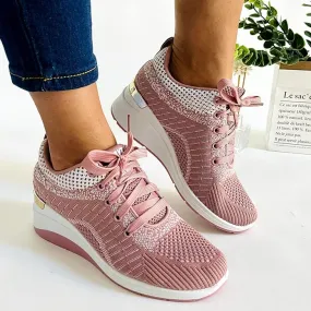 NEW Comfy Womens Running Shoes with Arch Support Streamlined Leisure Breathable Outdoor Casual Shoes SZ 5, PINK