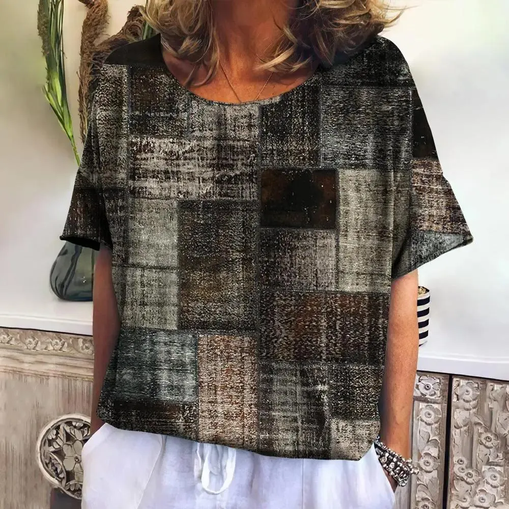 Plaid T Shirt For Women Casual Sweatshirt