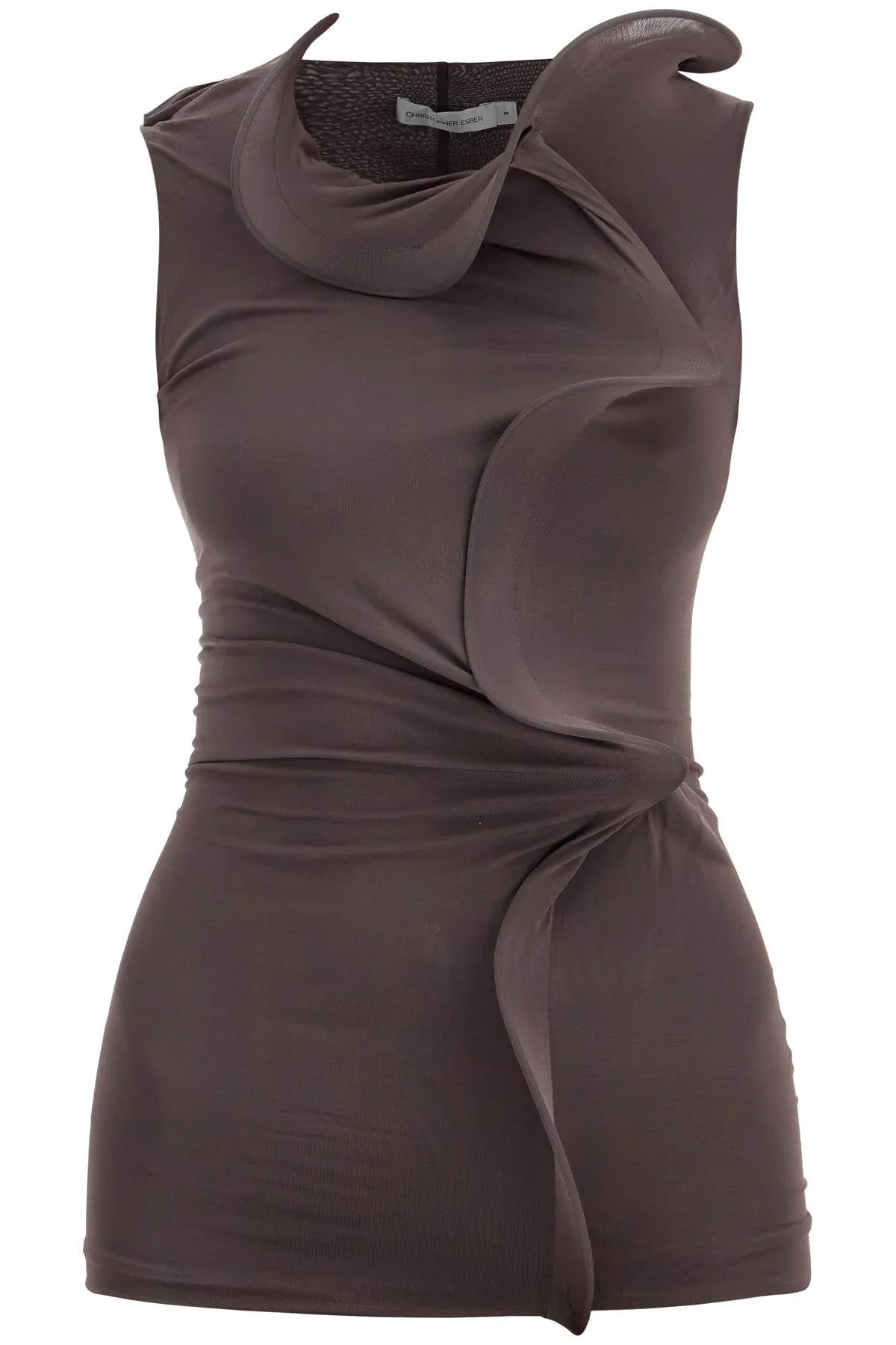 smoke gray viscose tank top with wide neckline 24041225 SMOKE