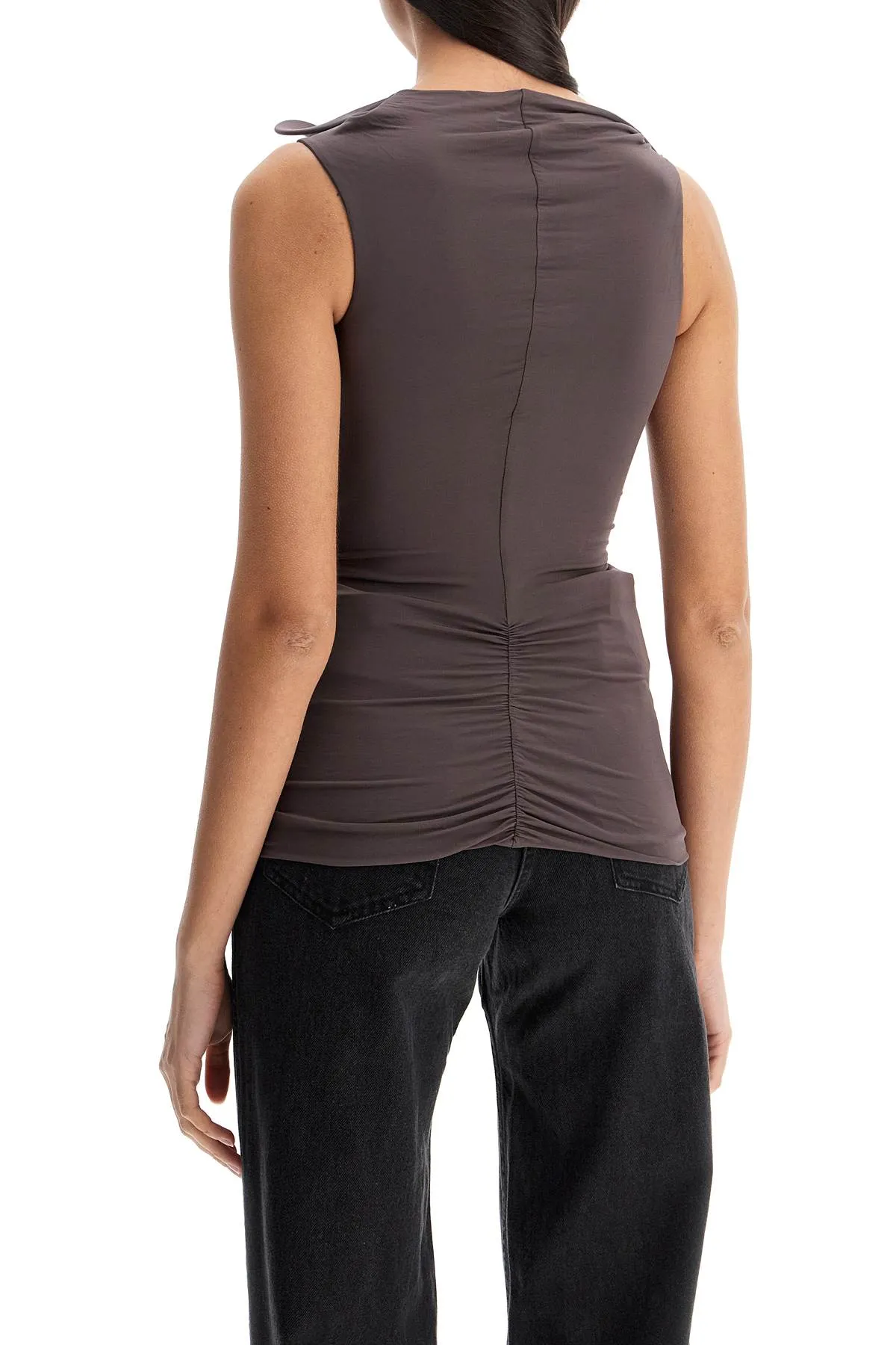 smoke gray viscose tank top with wide neckline 24041225 SMOKE