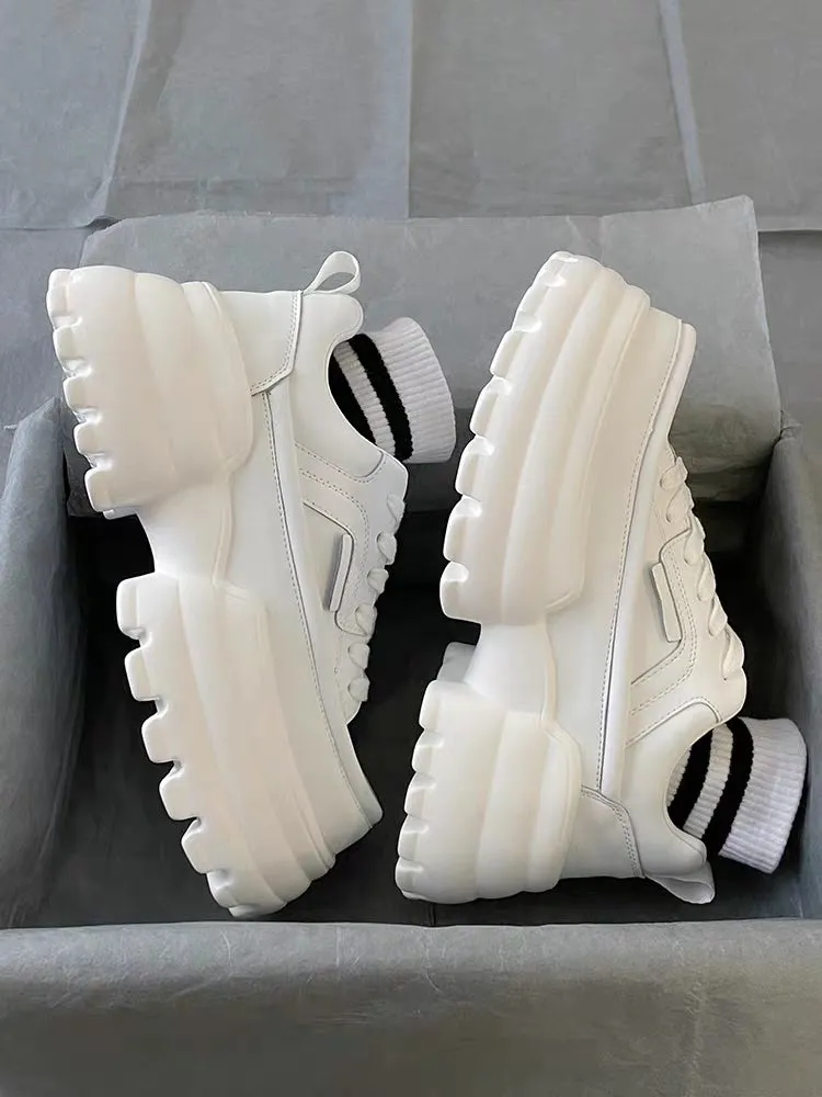 Summer Street College Girl Thick Soles Trendy White Pink Heels Sporty Sneakers Shoes