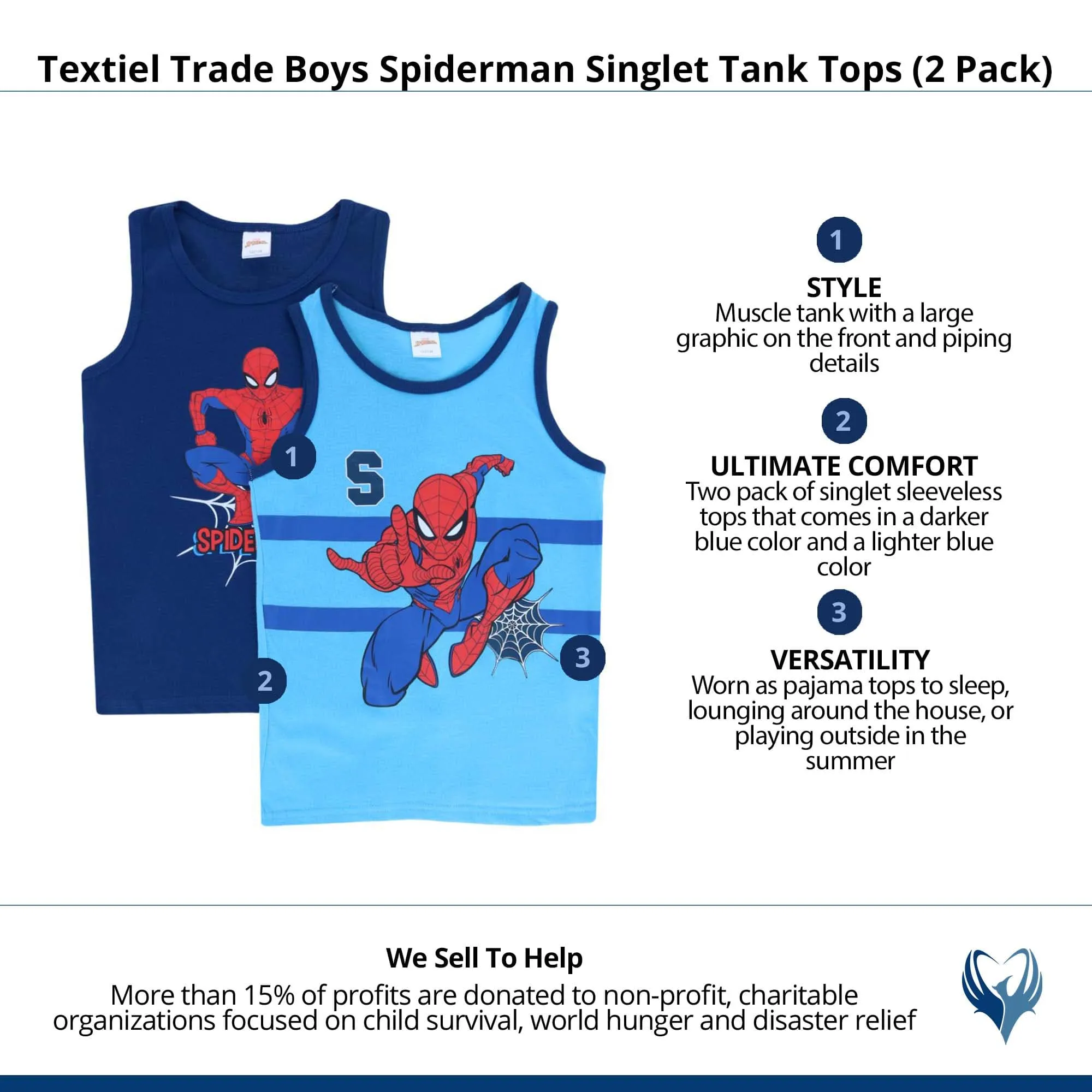 Textiel Trade Boys Spiderman Singlet Tank Tops (2 Pack)
