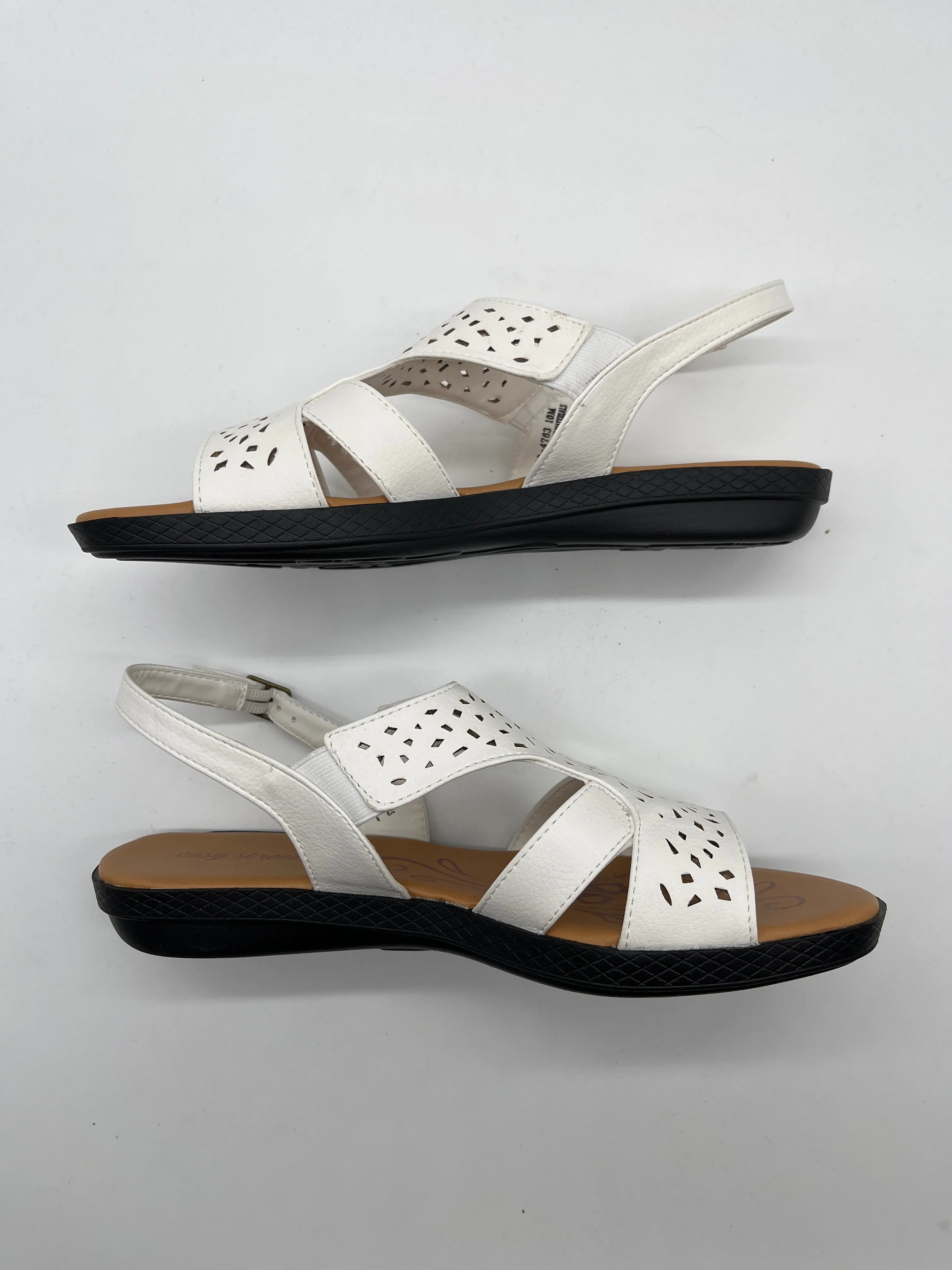 White Sandals Flats Easy Street, Size 10