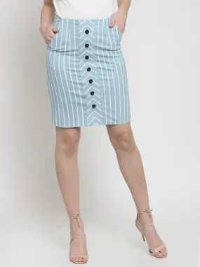 Women Blue Striped Skirts