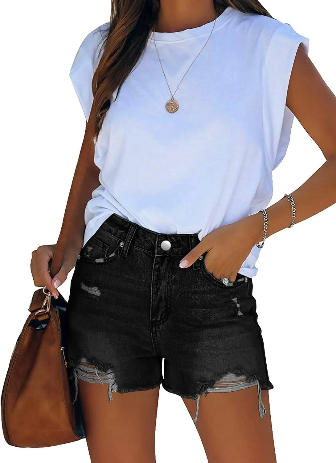 Women High Rise Denim Shorts